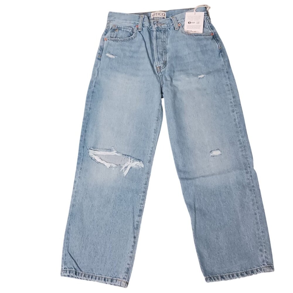 NEW‎ Etica Altin Loose Fit Crop Button-Fly Jeans Ithaca/Lighter Wash Size 25